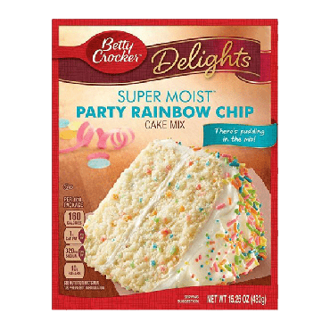 Betty Crocker Super Moist Party Rainbow Chip Cake Mix 432g (15.25oz) (Box of 12)