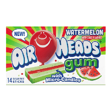 Air Heads Watermelon Gum 34g (1.185oz) (Box of 12)