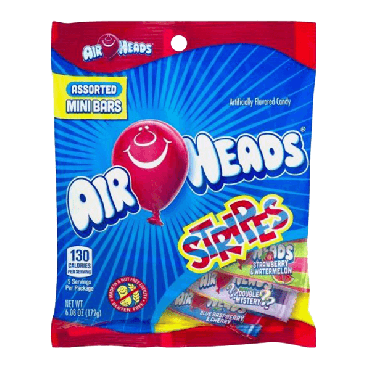 Air Heads Stripes Assorted Mini Bars 172g (6.08oz) (Box of 12)