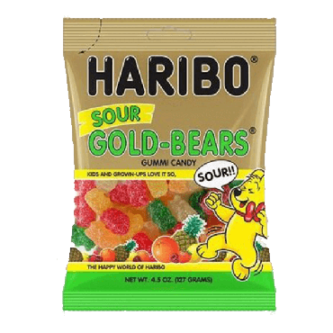 Haribo Sour Gold Bears 128g (4.5oz) (Box of 12)