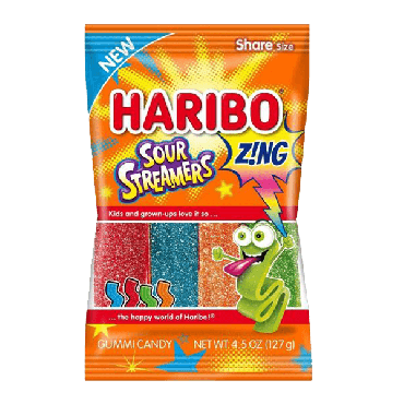 Haribo Zing Sour Steamers 128g (4.5oz) (Box of 12)