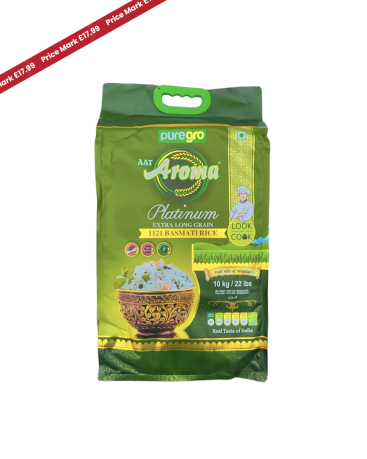 Puregro Aroma Platinum Extra Long Grain Basmati Rice 10kg PM £17.99