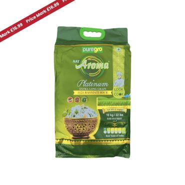 Puregro Aroma Platinum Extra Long Grain Basmati Rice 10kg PM £16.99