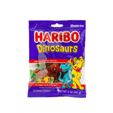 Haribo Dinosaurs 142g (5oz) (Box of 12) BBE 30 AUG 2025