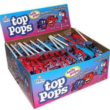 Top Pops Blazpberry Box (Red and Blue Raspberry) 10g (0.35oz) (Box of 48)
