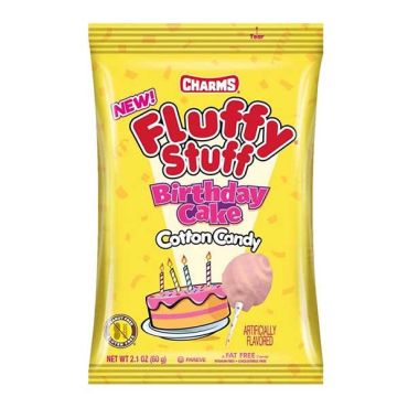 Charms Fluffy Stuff Birthday Cake Cotton Candy 60g (2.1oz) (Box of 24)