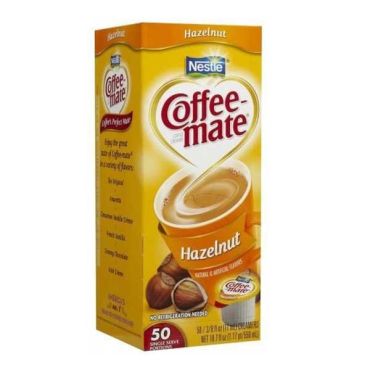 Coffee Mate Hazelnut Liquid 50 Count 10.60g (0.375oz) (Box of 4)
