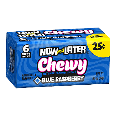 Now & Later Blue Raspberry Chewy 26g (0.93oz) (Box of 24)