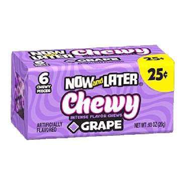 Now & Later Grape Chewy 26g (0.93oz) (Box of 24)