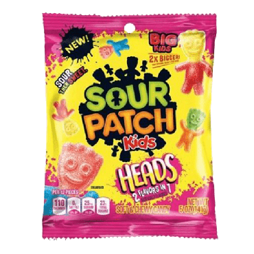 Sour Patch Kids Big Heads Soft & Chewy Candy 142g (5oz) (Box of 12)