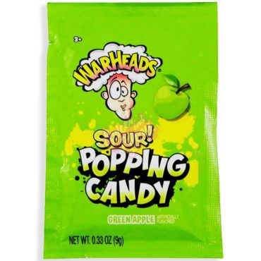 Warheads Popping Candy Pouch Sour Green Apple 9g (0.33oz) (Box of 20)
