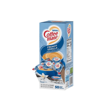 Coffee Mate Liquid Creamer French Vanila Single Serve 50 Portions 10.6ml (0.375oz) (Case of 4)