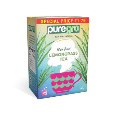 Puregro Lemongrass Tea 40g £1.79 (20 Tea Bags) (Box of 6)