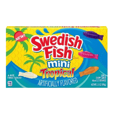 Swedish Fish Tropical Mini Soft & Chewy Candy Theater Box 99g (3.5oz) (Box of 12)