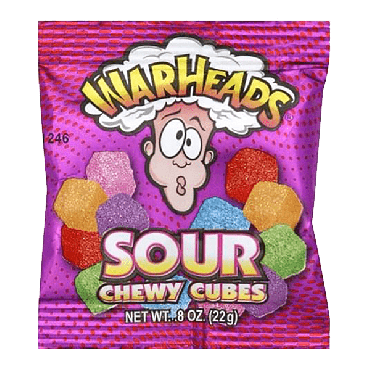 Warheads Trial Size Sour Chewy Cubes 22g (0.8oz) (Box of 42)