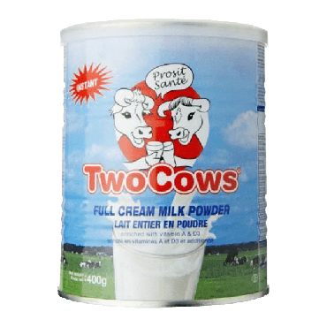 Two Cows Full Cream Powder Tin 400g (Box of 6)
