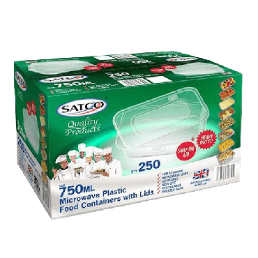 Satco Microwave Plastic Containers & Lids 750ml (Box of 250)