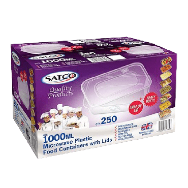 Satco Microwave Plastic Containers & Lids 1000ml (Box of 250)