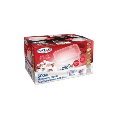 Satco Microwave Plastic Containers & Lids 500ml (Box of 250)