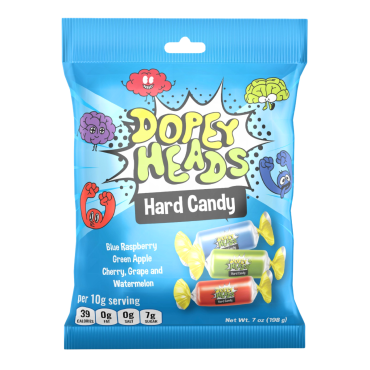 Dopey Heads Hard Candy Assorted (Blue Raspberry, Apple, Cherry, Grape & Watermelon) 198g (7oz) PM £1.99 (Box of 12)