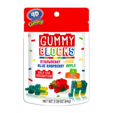 4-D Gummy Blocks Peg Bag 64g (2.26oz) (Box of 8)