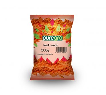 Puregro Red Lentils 500g (Box of 20)