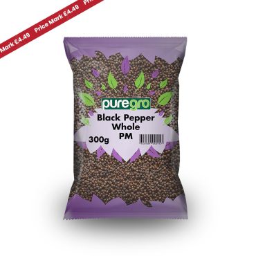 Puregro Black Pepper Whole PM 300g £4.49 (Box of 10)