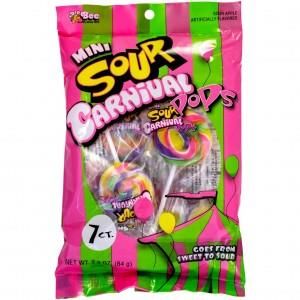 Bee Mini Carnival Sour Pops Peg Bag 84g (2.9oz) (Box of 12)
