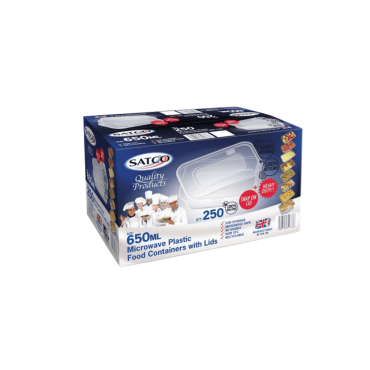 Satco Microwave Plastic Containers & Lids 650ml (Box of 250)