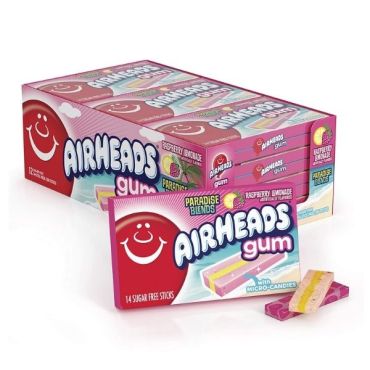 Air Heads Raspberry Lemonade Gum 34g (1.185oz) (Box of 12)