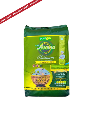 Puregro Aroma Platinum Extra Long Grain Basmati Rice 20kg PM £34.99