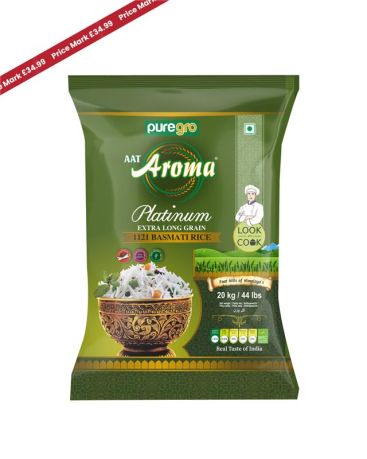 Puregro Aroma Platinum Extra Long Grain Basmati Rice 20kg PM £34.99