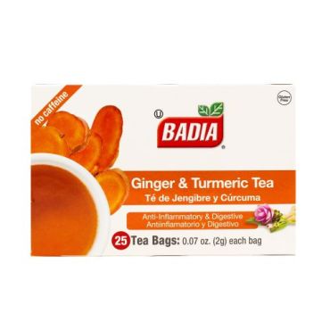 Badia Ginger & Turmeric Tea 25 Bags 2g (0.07oz) (Box of 10)