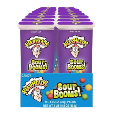 Warheads Sour Booms Assorted Flavours 49g (1.75oz) (Box of 18)