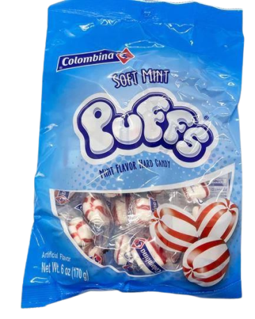 Colombina Soft Mint Puffs Peg Bag 170g (6oz) (Box of 12)