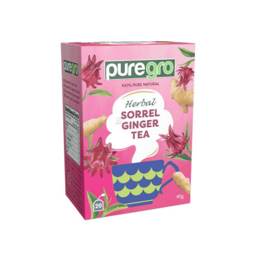 Puregro Sorrel & Ginger Tea 40g (20 Tea Bags) (Box of 6)