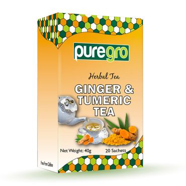 Puregro Ginger & Turmeric Tea 40g (20 Tea Bags) (Box of 6)