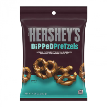 Hershey's Milk Chocolate Dipped Pretzels 120g (4.25oz) (Box of 12)