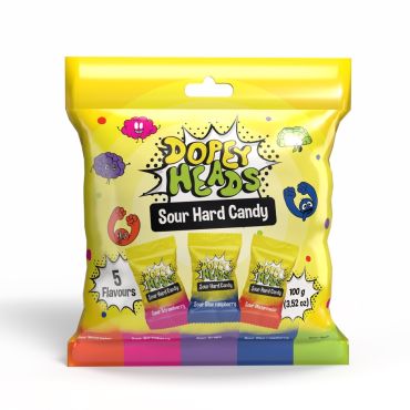 Dopey Heads Sour Hard Candy Assorted (Watermelon, Strawberry, Grape, Blue Raspberry & Apple) 100g (3.52oz) PM £1.49 (Box of 12)