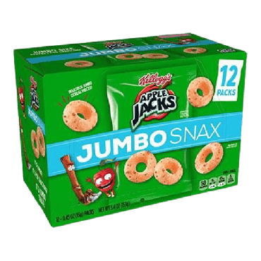 Kellogg's Apple Jacks Jumbo Snax (12 Packs) 13g (0.45oz) (Box of 4)