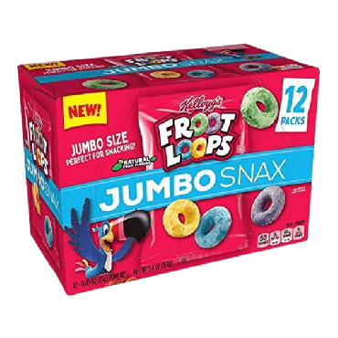 Kellogg's Froot Loops Jumbo Snax (12 Packs) 13g (0.45oz) (Box of 4)