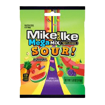 Mike & Ike Mega Mix Sour Peg Bag 141g (5oz) (Box of 12)
