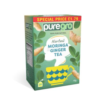 Puregro Moringa & Ginger Tea 40g PM £1.79 (20 Tea Bags) (Box of 6)