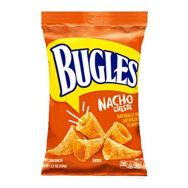 Bugles Nacho Cheese Crispy Corn Snacks 104g (3.7oz) (Box of 12)