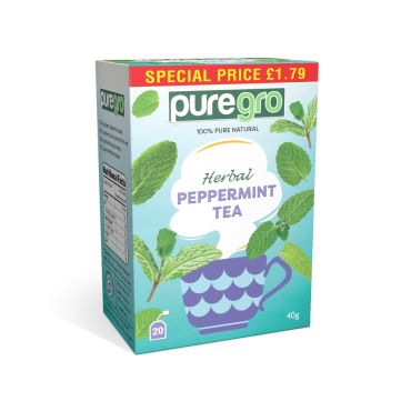 Puregro Peppermint Tea 40g PM £1.79 (20 Tea Bags) (Box of 6)