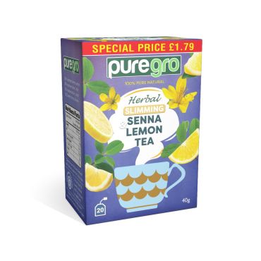 Puregro Slimming Senna & Lemon Tea 40g PM £1.79 (20 Tea Bags) (Box of 6)