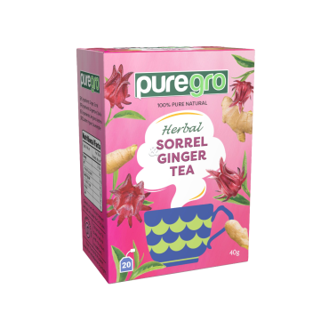 Puregro Sorrel & Ginger Tea 40g (20 Tea Bags) (Box of 6)