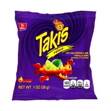 Takis Fuego Corn Chips 28g (1oz) (Box of 46)