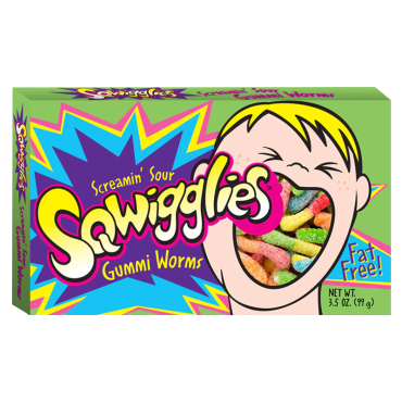 Taste of Nature Sqwigglies Box Gummi Worms Sour 99g (3.5oz) (Box of 12)