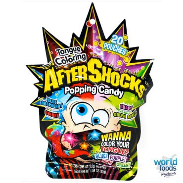 Aftershocks Popping Candy Tongue Colouring Assorted 30g (1.06oz) (Box of 16) BBE 21 MAY 2024